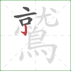 鷲的笔顺第6画:竖钩 鷲的笔顺第6画:竖钩