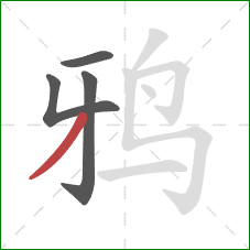 鸦的笔顺第4画：撇