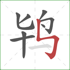 鸨的笔顺第8画：竖折折钩