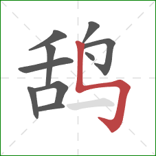 鸹的笔顺第10画：竖折折钩