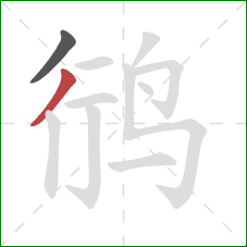 鸻的笔顺第2画:撇 鸻的笔顺第2画:撇