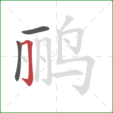 鹂的笔顺第3画：横折钩