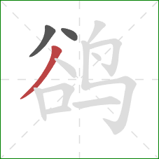 鹆的笔顺第3画：撇