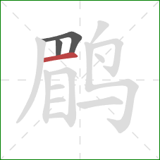 鹛的笔顺第3画:横 鹛的笔顺第3画:横