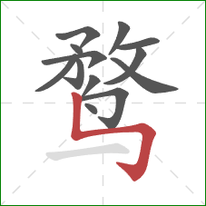 鹜的笔顺第13画：竖折折钩