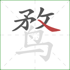 鹜的笔顺第9画：捺