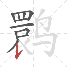 鹮的笔顺第11画：竖提