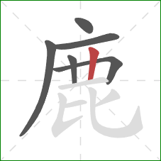 鹿的笔顺第6画：竖