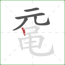 鼋的笔顺第5画:竖 鼋的笔顺第5画:竖
