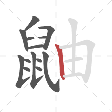 鼬的笔顺第14画:竖 鼬的笔顺第14画:竖