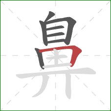 鼻的笔顺第8画:横折 鼻的笔顺第8画:横折