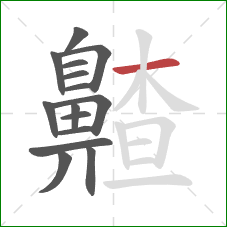 齄的笔顺第15画:横 齄的笔顺第15画:横