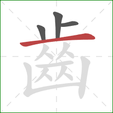 齒的笔顺第4画:横 齒的笔顺第4画:横