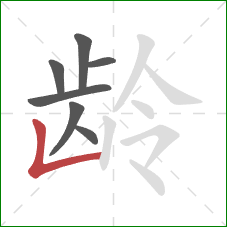 龄的笔顺第7画：竖折