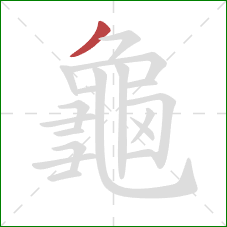 龜的笔顺第1画:撇 龜的笔顺第1画:撇