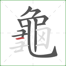 龜的笔顺第11画:横 龜的笔顺第11画:横