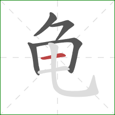 龟的笔顺第5画:横 龟的笔顺第5画:横