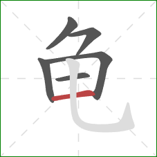 龟的笔顺第6画:横 龟的笔顺第6画:横